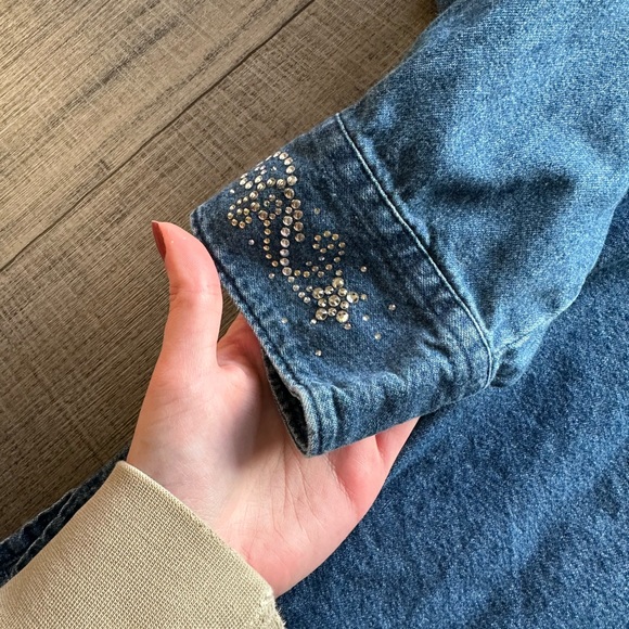 Vintage star bedazzled chambray top size L - Picture 3 of 8